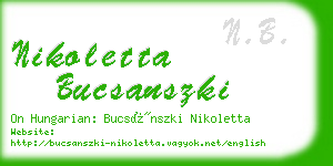 nikoletta bucsanszki business card
